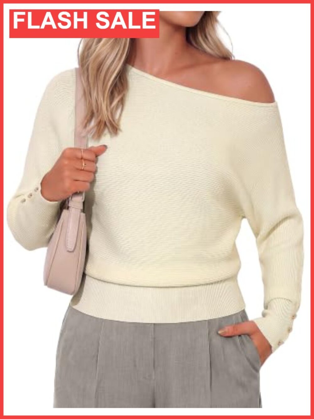 Off The Shoulder Sweater Long Batwing Sleeve Knit Pullover Loose Dolman